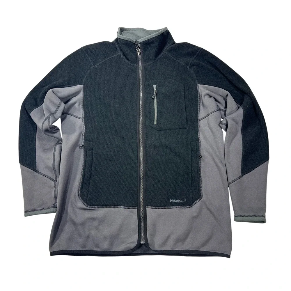 Patagonia‎ Hybrid Fleece Jacket (31360) Men's Large Full Zip Polartec Black Gray